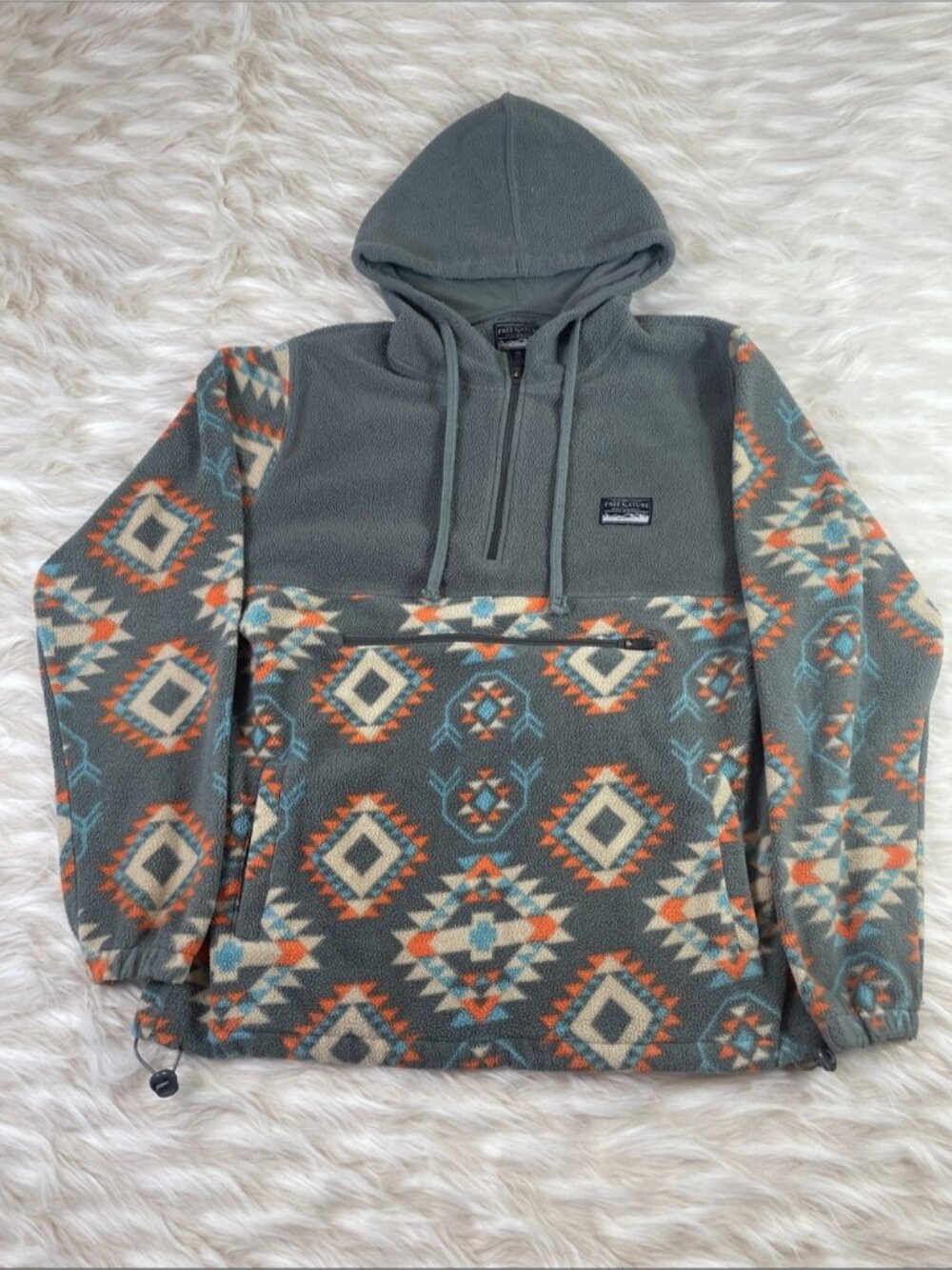 Free Nature Southwestern Fleece Pullover Men's M Gray